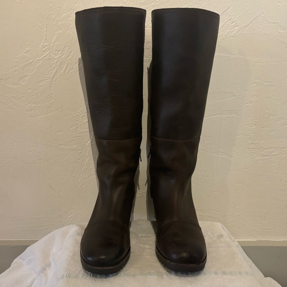 Sorel Cate leather knee-high boot. Block heel, brown, size 8 - Picture 3 of 13